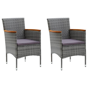 vidaXL 3-Piece Garden Dining Set with Cushions Poly Rattan Grey