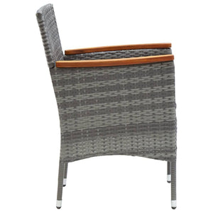 vidaXL 3-Piece Garden Dining Set with Cushions Poly Rattan Grey