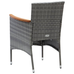 vidaXL 3-Piece Garden Dining Set with Cushions Poly Rattan Grey