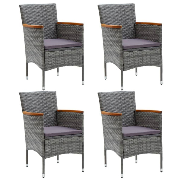 vidaXL 5-Piece Garden Dining Set with Cushions Poly Rattan Grey