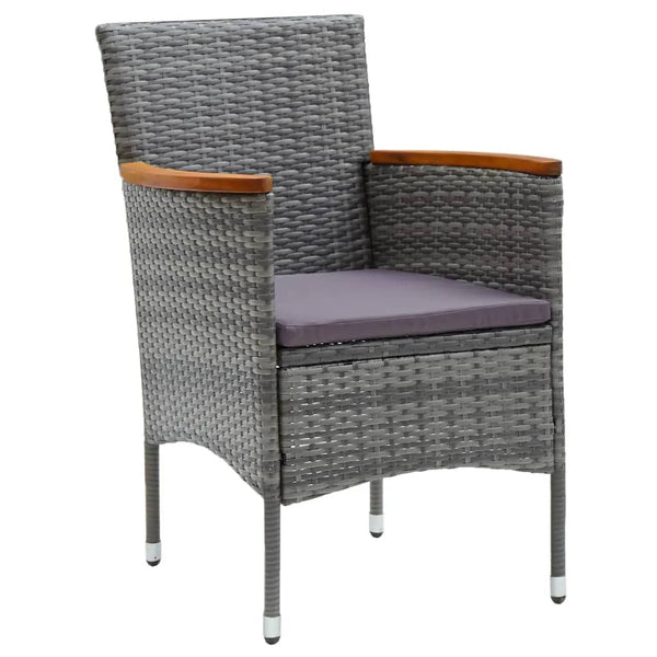 vidaXL 5-Piece Garden Dining Set with Cushions Poly Rattan Grey
