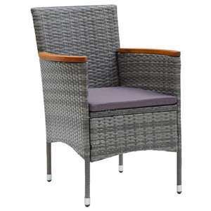 vidaXL 7-piece Garden Dining Set with Cushions Poly Rattan Grey