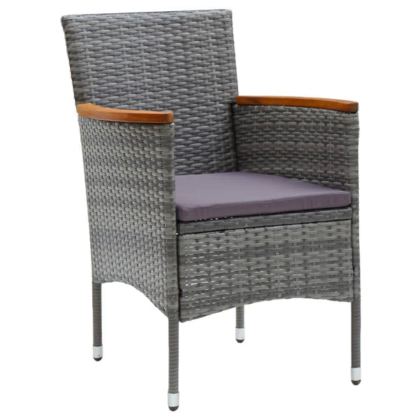vidaXL 7-piece Garden Dining Set with Cushions Poly Rattan Grey