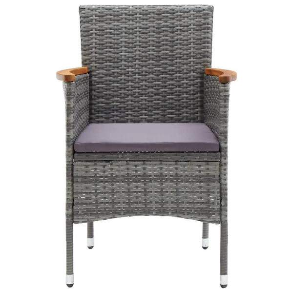 vidaXL 7-piece Garden Dining Set with Cushions Poly Rattan Grey