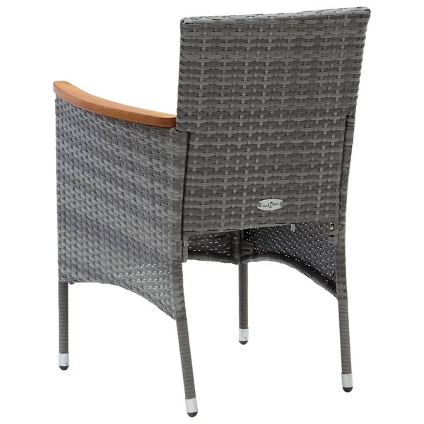 vidaXL 7-piece Garden Dining Set with Cushions Poly Rattan Grey
