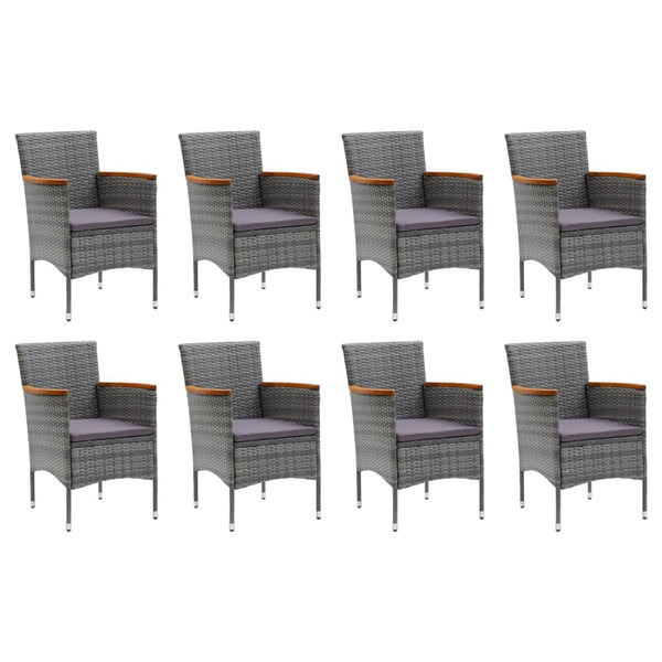 vidaXL 9-piece Garden Dining Set with Cushions Poly Rattan Grey