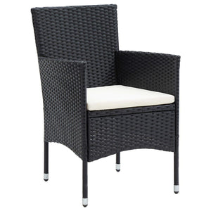 vidaXL 7-Piece Garden Dining Set with Cushions Poly Rattan Black