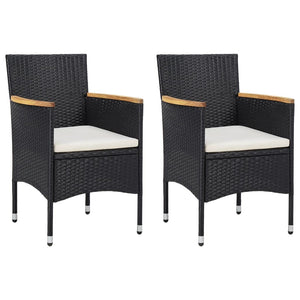 vidaXL 3-Piece Garden Dining Set with Cushions Poly Rattan Black