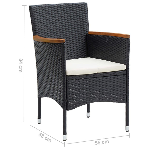 vidaXL 5-Piece Garden Dining Set with Cushions Poly Rattan Black