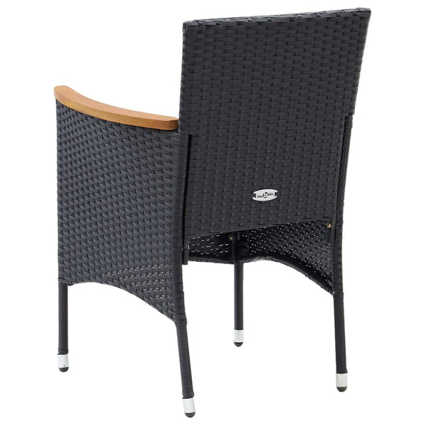 vidaXL 5-Piece Garden Dining Set with Cushions Poly Rattan Black