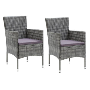 vidaXL 3-Piece Garden Dining Set with Cushions Poly Rattan Grey