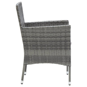 vidaXL 3-Piece Garden Dining Set with Cushions Poly Rattan Grey