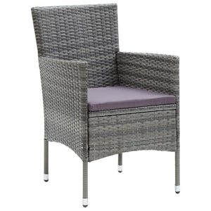 vidaXL 7-piece Garden Dining Set with Cushions Poly Rattan Grey