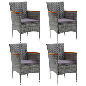 vidaXL 5-Piece Garden Dining Set with Cushions Poly Rattan Grey