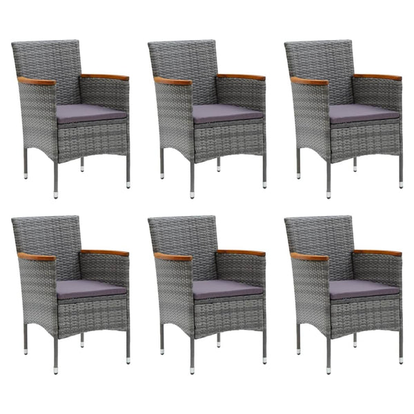 vidaXL 7-piece Garden Dining Set with Cushions Poly Rattan Grey