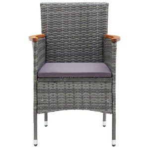 vidaXL 7-piece Garden Dining Set with Cushions Poly Rattan Grey