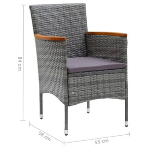 vidaXL 9-piece Garden Dining Set with Cushions Poly Rattan Grey