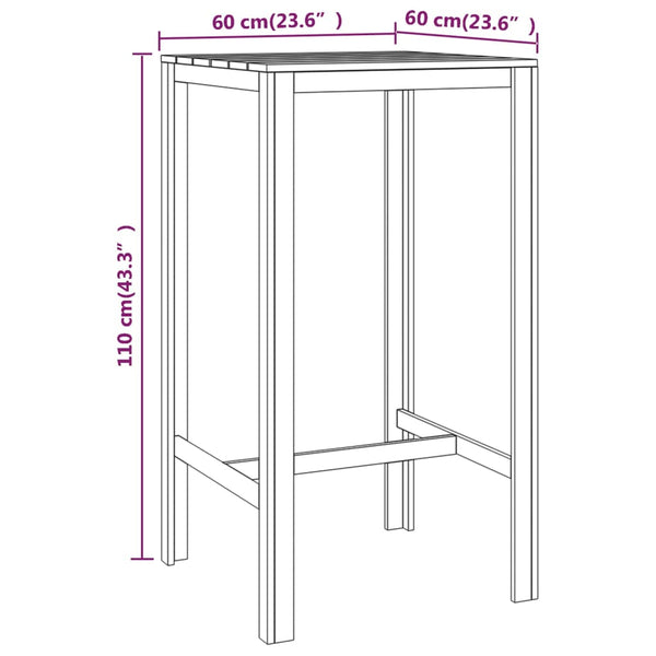 Bartisch 60x60x110 cm Imprägniertes Kiefernholz