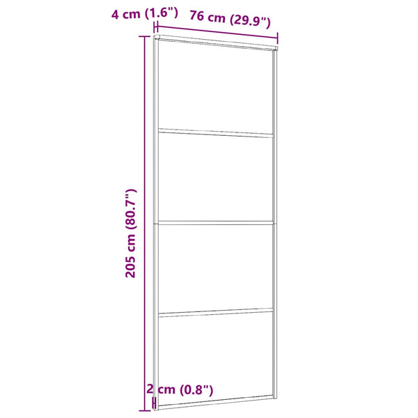 vidaXL Sliding Door Tempered Glass and Aluminum Frosted 76x205 cm Black