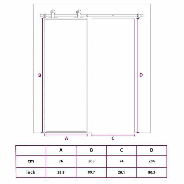 vidaXL Sliding Door Tempered Glass and Aluminum Frosted 76x205 cm Black