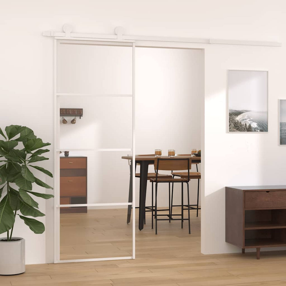vidaXL Sliding Door ESG Glass and Aluminum 76x205 cm White