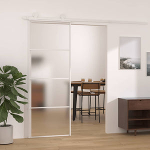 vidaXL Sliding Door Tempered Frosted Glass and Aluminium 76x205 cm White