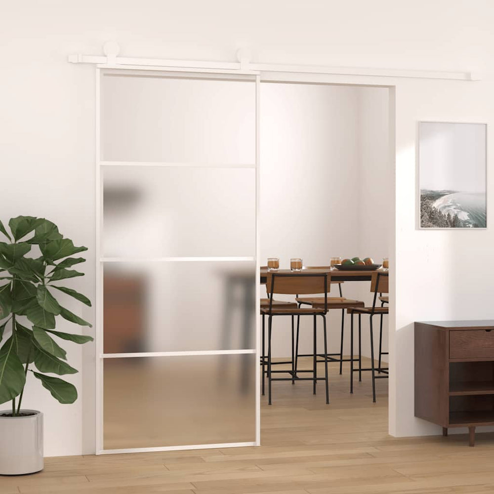 vidaXL Sliding Door ESG Frosted Glass and Aluminum 90x205 cm White