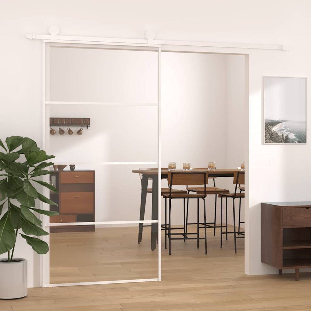 vidaXL Sliding Door Tempered Glass and Aluminum 102.5x205 cm White