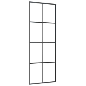 vidaXL Sliding Door Black 76x205 cm ESG Glass and Aluminum