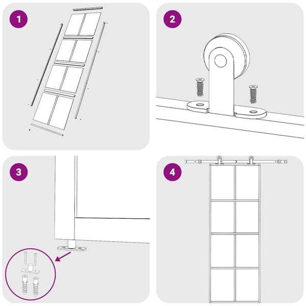 vidaXL Sliding Door Tempered Glass and Aluminum 76x205 cm Black