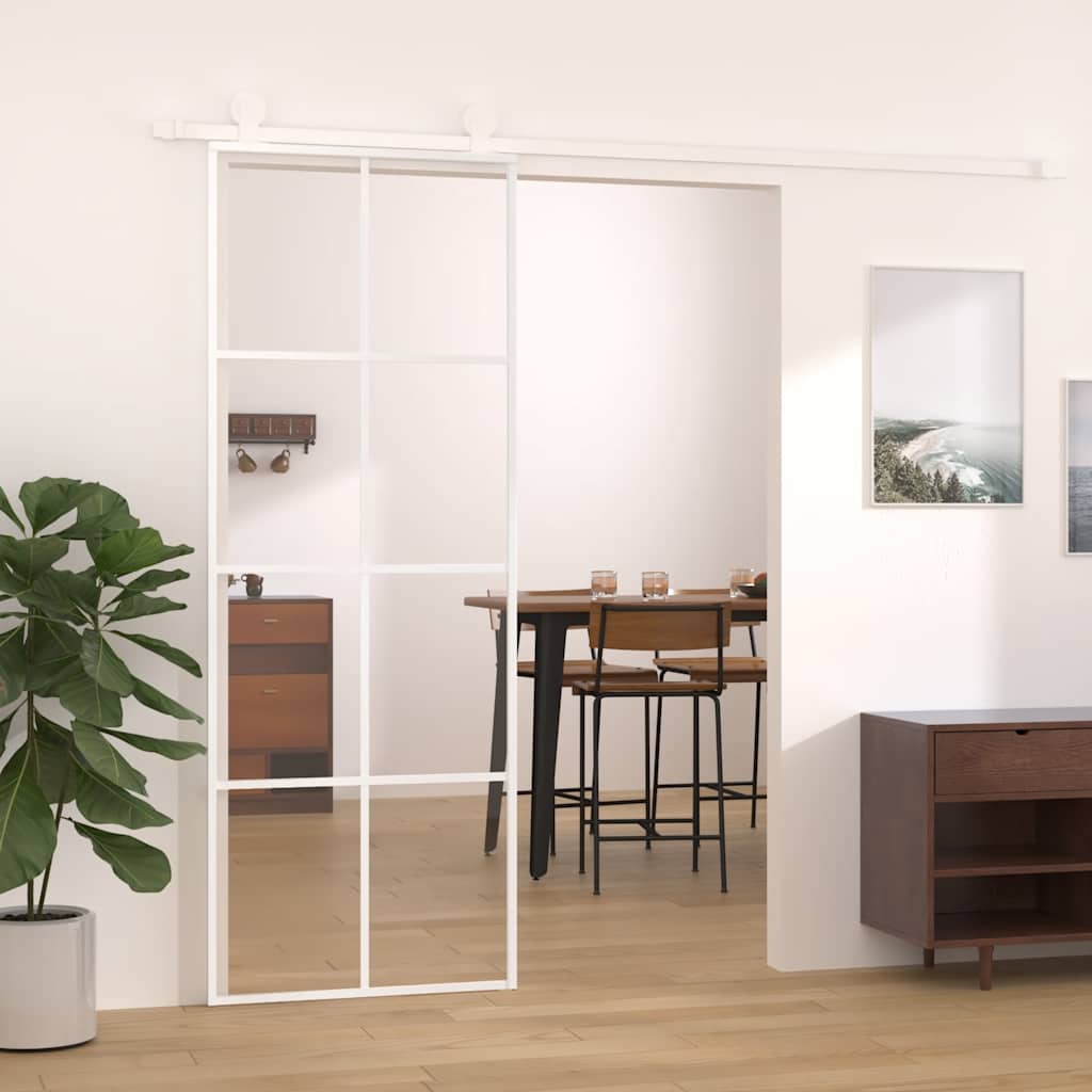 vidaXL Sliding Door Tempered Glass and Aluminum 76x205 cm Black