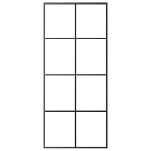 vidaXL Sliding Door Black 90x205 cm Tempered Glass and Aluminum