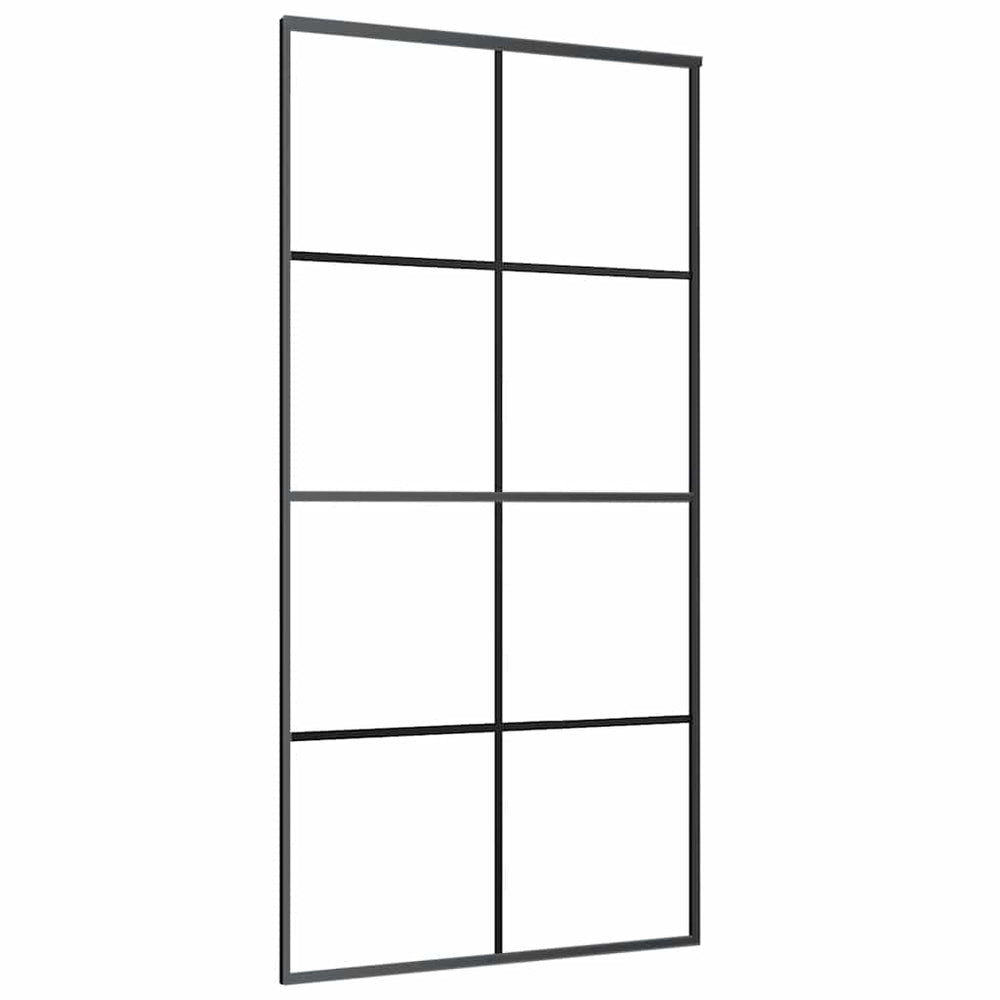 vidaXL Sliding Door Black 102.5x205 cm Tempered Glass and Aluminum
