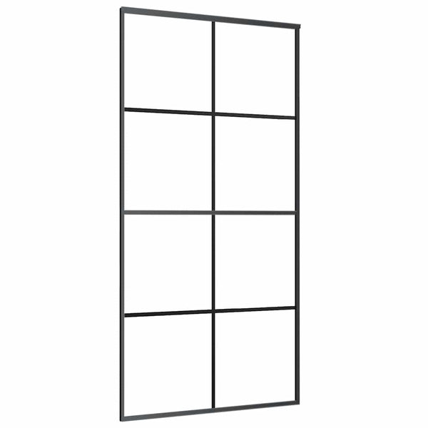 vidaXL Sliding Door Black 102.5x205 cm Tempered Glass and Aluminum