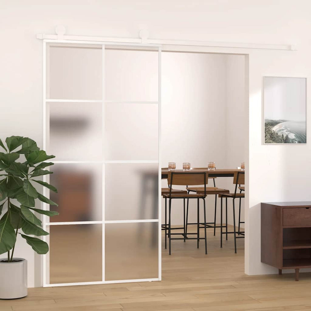 vidaXL Sliding Door ESG Frosted Glass and Aluminum 102.5x205 cm White