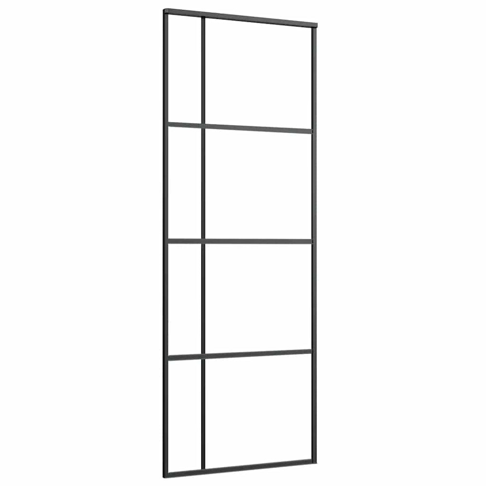 vidaXL Sliding Door Tempered Glass and Aluminum 76x205 cm Black