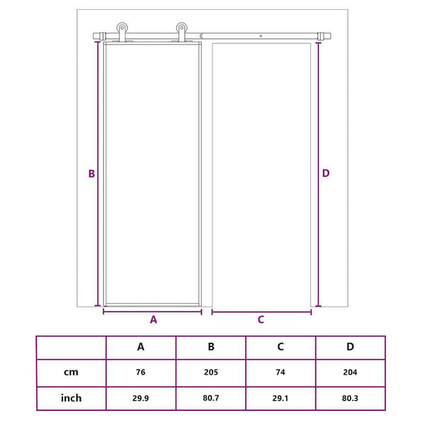 vidaXL Sliding Door Tempered Glass and Aluminum 76x205 cm Black