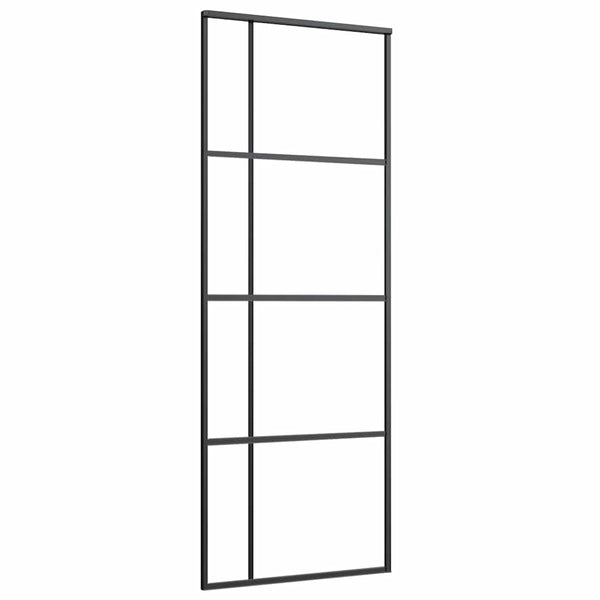 vidaXL Sliding Door Tempered Glass and Aluminum Frosted 90x205 cm Black