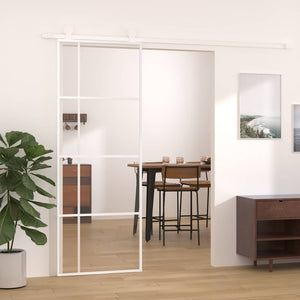 vidaXL Sliding Door ESG Glass and Aluminum 76x205 cm White