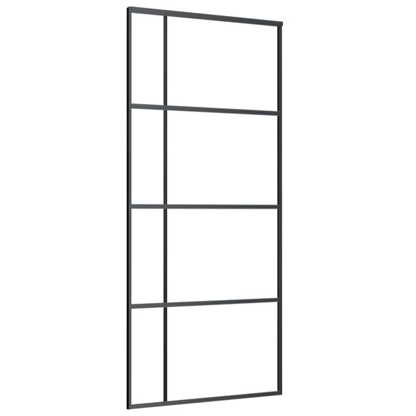 vidaXL Sliding Door Tempered Glass and Aluminum 90x205 cm Black