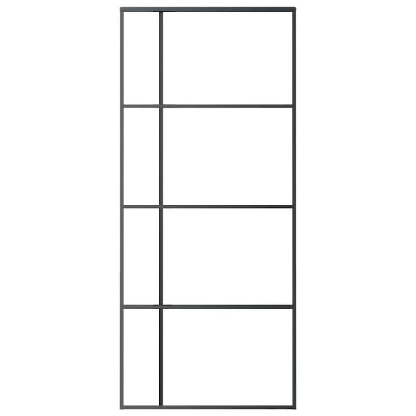 vidaXL Sliding Door Tempered Glass and Aluminum 90x205 cm Black