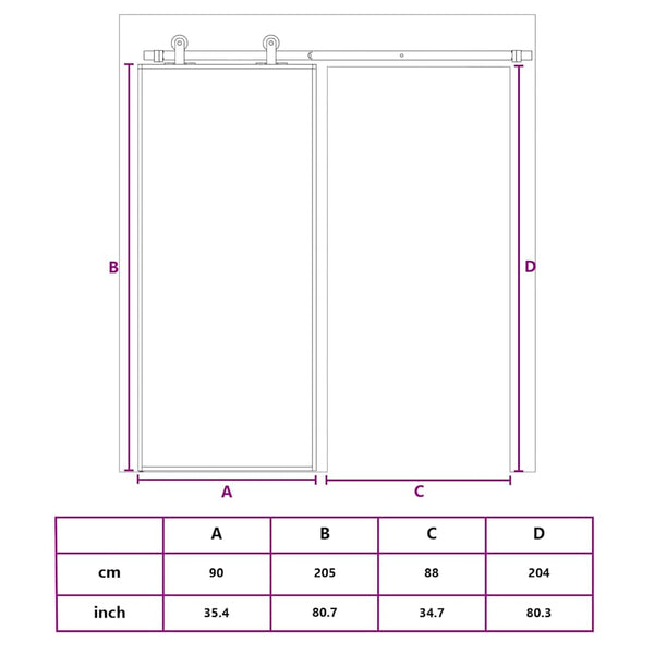 vidaXL Sliding Door Tempered Glass and Aluminum 90x205 cm Black