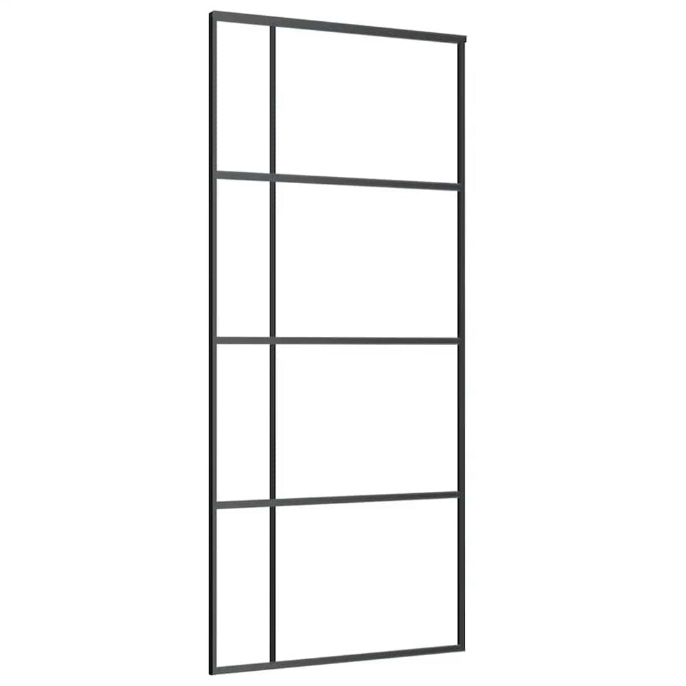vidaXL Sliding Door Tempered Glass and Aluminum Frosted 90x205 cm Black