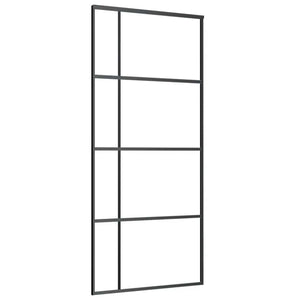 vidaXL Sliding Door Tempered Glass and Aluminum Frosted 90x205 cm Black