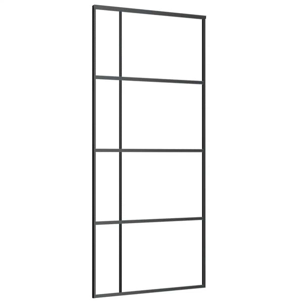 vidaXL Sliding Door Tempered Glass and Aluminum Frosted 90x205 cm Black
