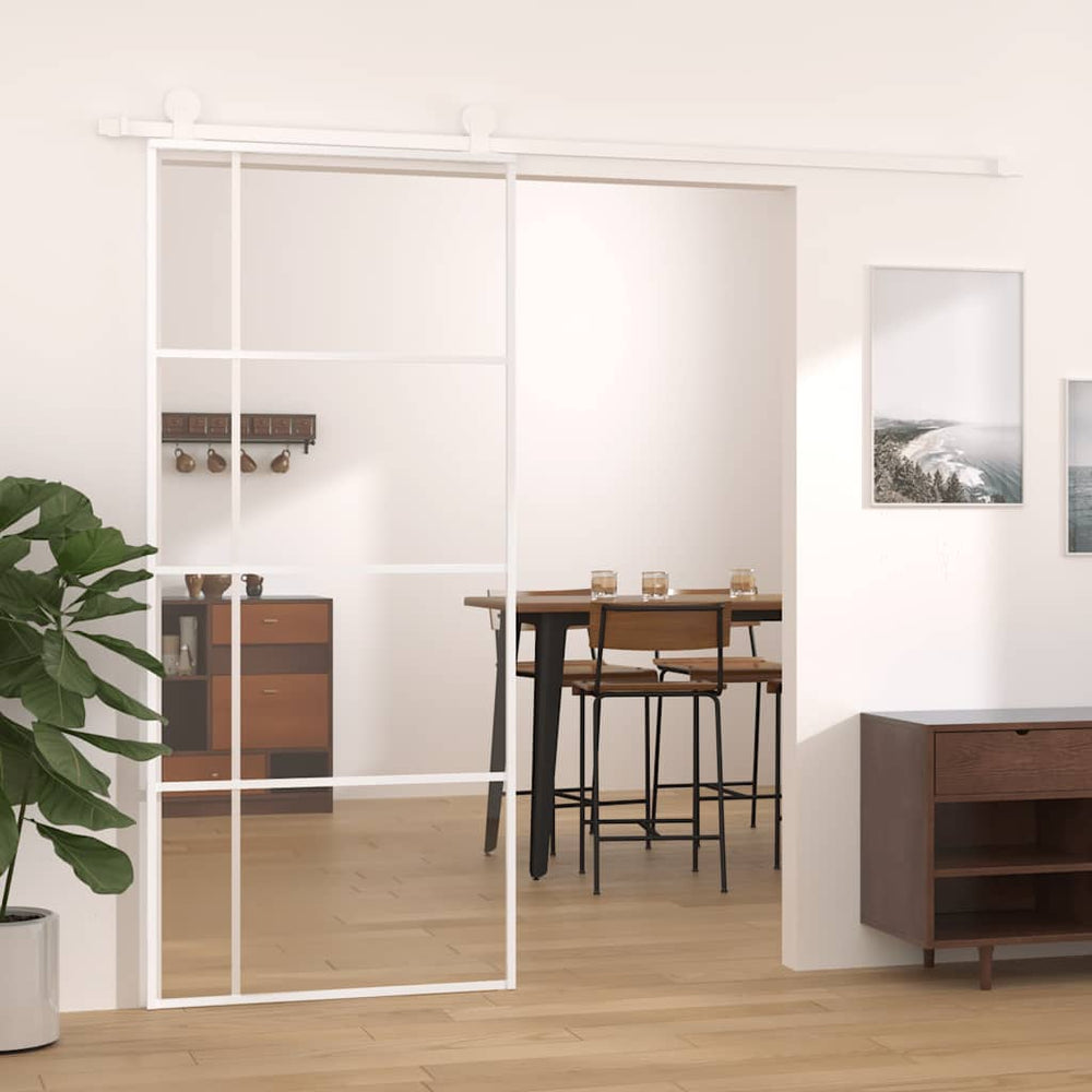 vidaXL Sliding Door Tempered Glass and Aluminum 90x205 cm White