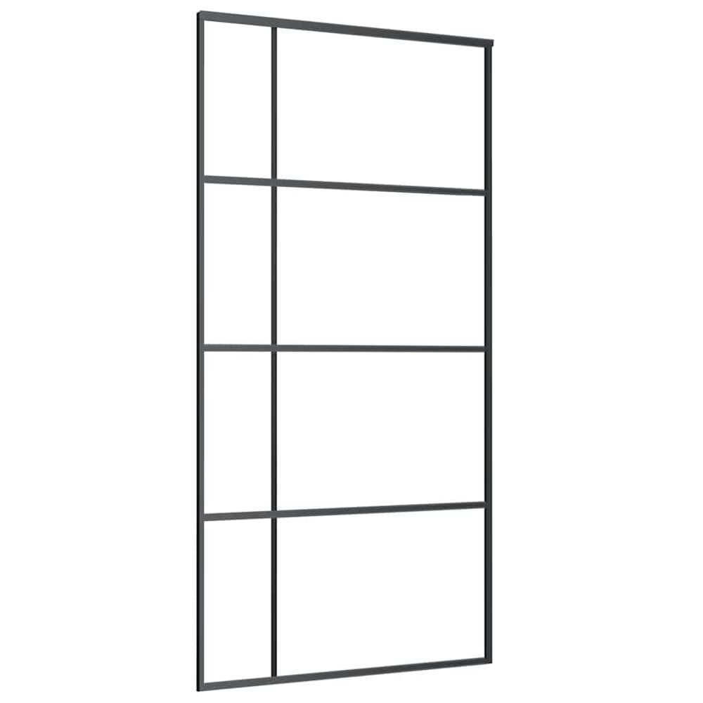 vidaXL Sliding Door Tempered Glass and Aluminum Frosted 102.5x205 cm Black