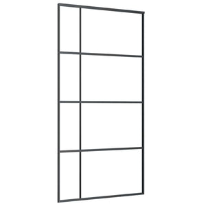 vidaXL Sliding Door Tempered Glass and Aluminum Frosted 102.5x205 cm Black