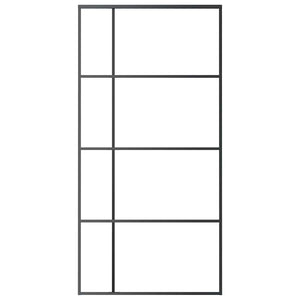 vidaXL Sliding Door Tempered Glass and Aluminum Frosted 102.5x205 cm Black