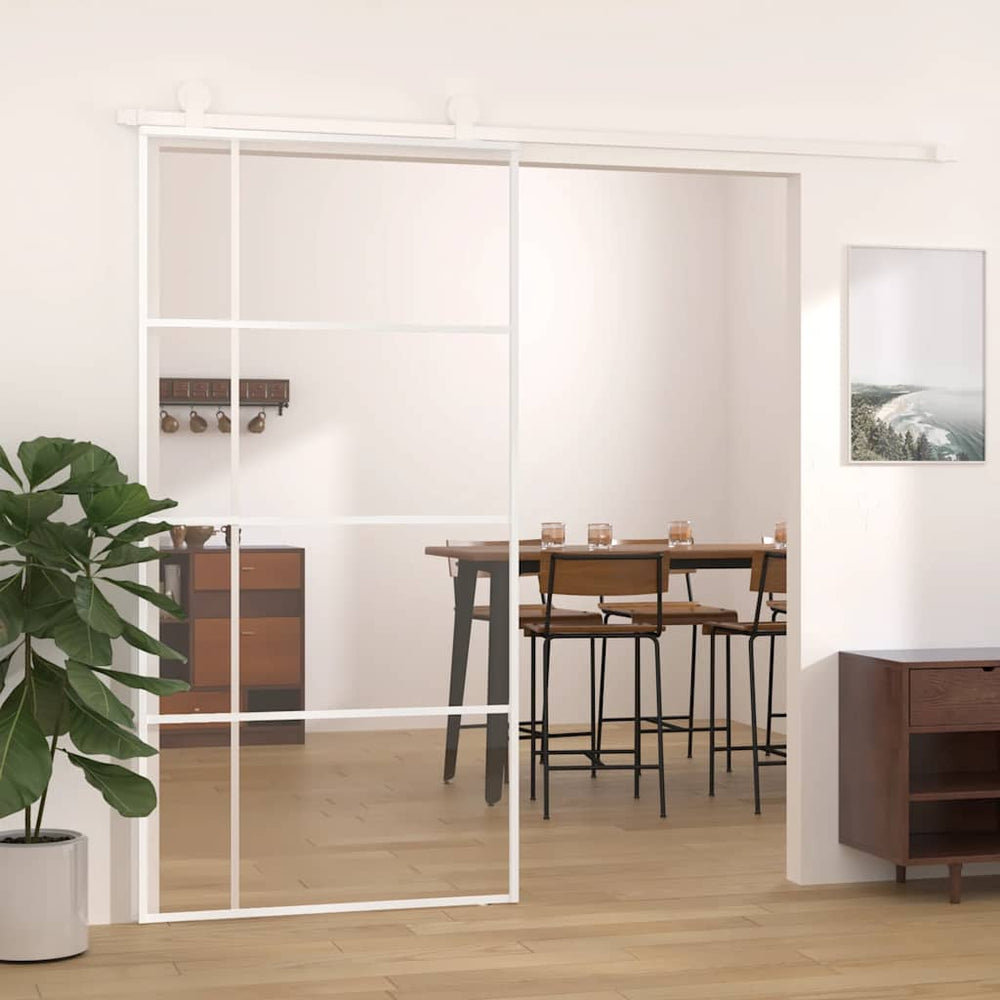 vidaXL Sliding Door Tempered Glass and Aluminum 102.5x205 cm White